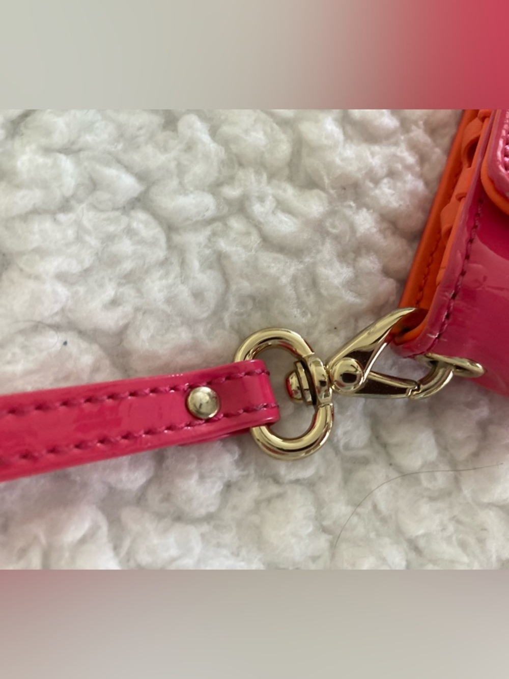 kate spade small hot pink wristlet wallet with gold plaque, shiny patent fabric - Picture 3 of 7